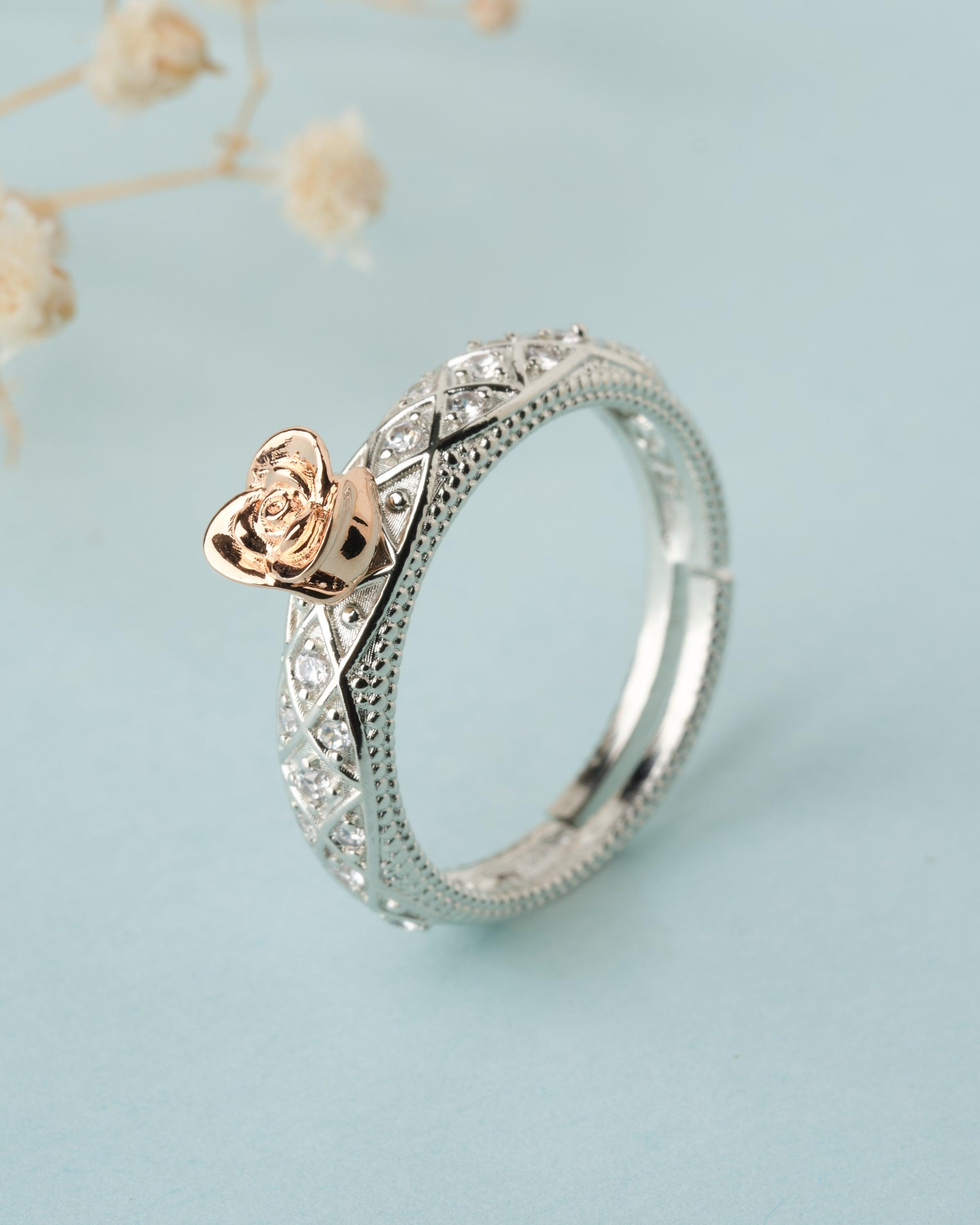 925 Sterling Silver Beautiful Rose Ring R01594